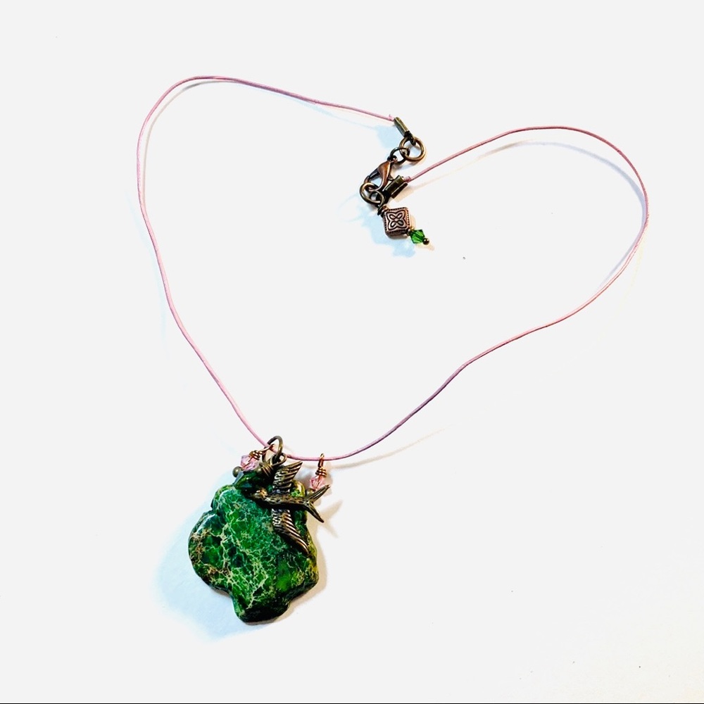 Handmade Green Pink “Rock On” Imperial Jasper Leather by McGlamorous